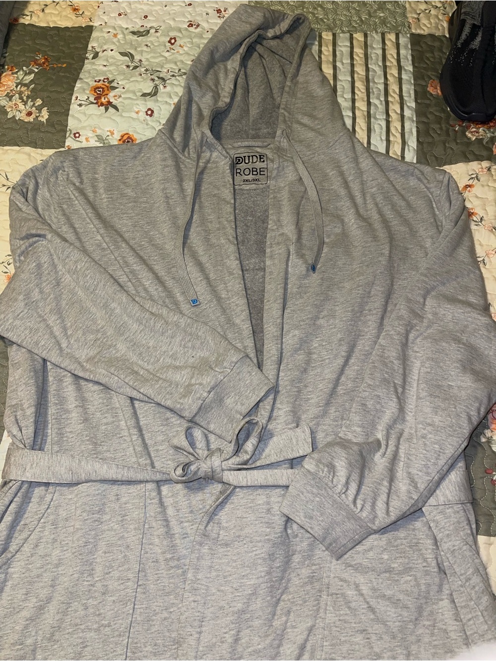 Dude Robe - Men's Gray Hooded Bathrobe Robe with Belt
